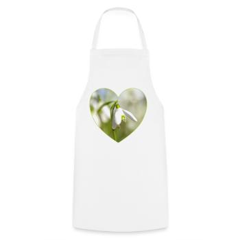 Snowdrop Heart Design - Cooking Apron - white - Front - AI Model Male 185 dark (185cm)