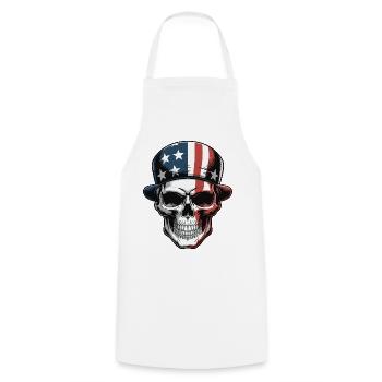 USA Totenkopf - Design du Crâne Patriote - Tablier de cuisine - blanc - Devant - AI Model Male 185 dark (185cm)