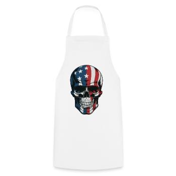 USA Totenkopf - Design du Crâne Patriote - Tablier de cuisine - blanc - Devant - AI Model Male 185 dark (185cm)