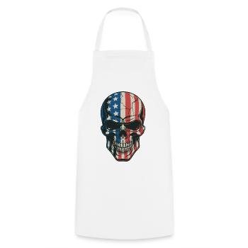 USA Totenkopf - Design du Crâne Patriote - Tablier de cuisine - blanc - Devant - AI Model Male 185 dark (185cm)
