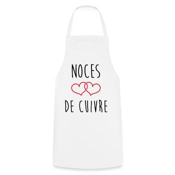 Copper Wedding 32 Years of Happiness - Cooking Apron - white - Front - AI Model Male 185 dark (185cm)