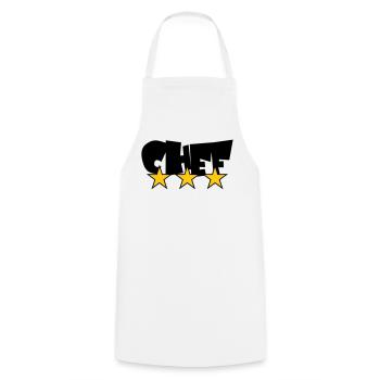 Chef Étoilé : Design 3 Étoiles Gastronomie - Tablier de cuisine - blanc - Devant - AI Model Male 185 dark (185cm)