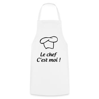 Le chef, c’est moi - cuisine - Tablier de cuisine - blanc - Devant - AI Model Male 185 dark (185cm)