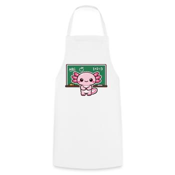 Kawaii debt revenge with chalk axolotl - Cooking Apron - white - Front - AI Model Male 185 dark (185cm)