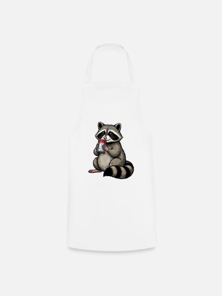 Süßer Waschbär Feralcore Cartoon Shirt - Kochschürze - Weiß