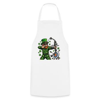 St Patricks Day Archery Leprechaun Bow Hunter - Cooking Apron - white - Front - AI Model Male 185 dark (185cm)