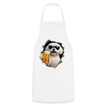 Bière maltaise - Tablier de cuisine - blanc - Devant - AI Model Male 185 dark (185cm)