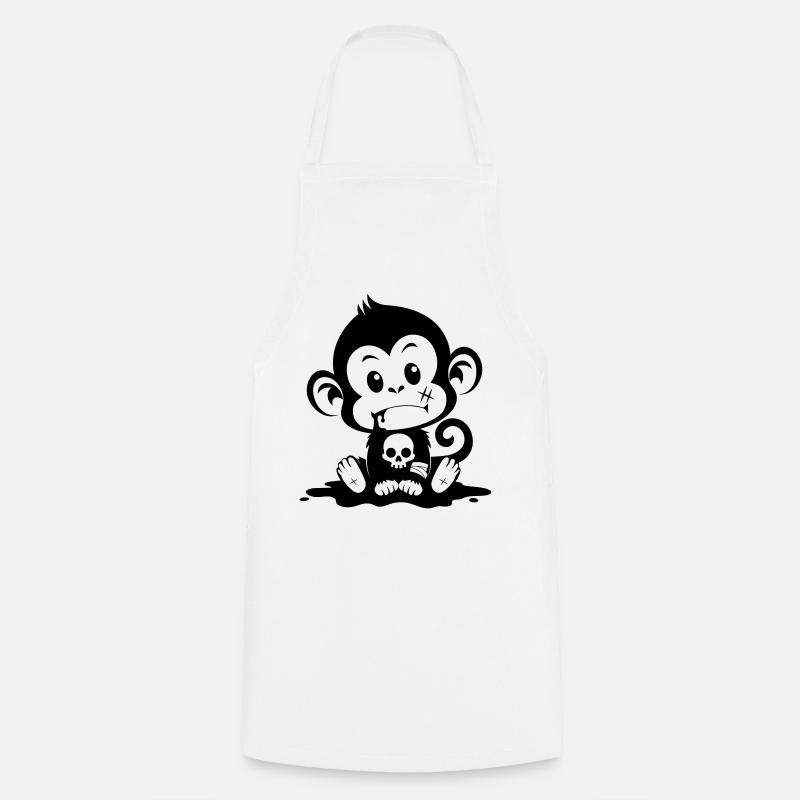 Singe mignon dans un style inquiétant - Tablier de cuisine - blanc