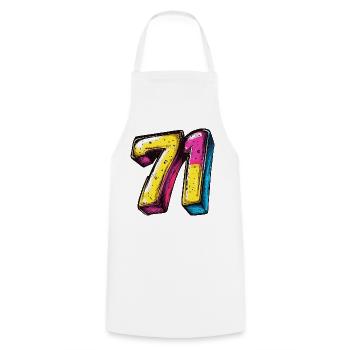 71 Number Colorful - Cooking Apron - white - Front - AI Model Male 185 dark (185cm)