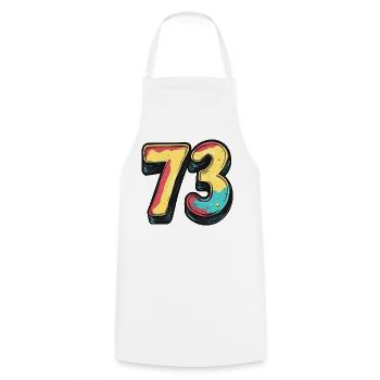 73 Number Colorful - Cooking Apron - white - Front - AI Model Male 185 dark (185cm)