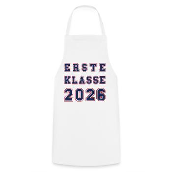 ERSTE KLASSE 2026 - Einschulung Schulkind rot blau - Kochschürze - Weiß - Vorne - AI Model Male 185 dark (185cm)