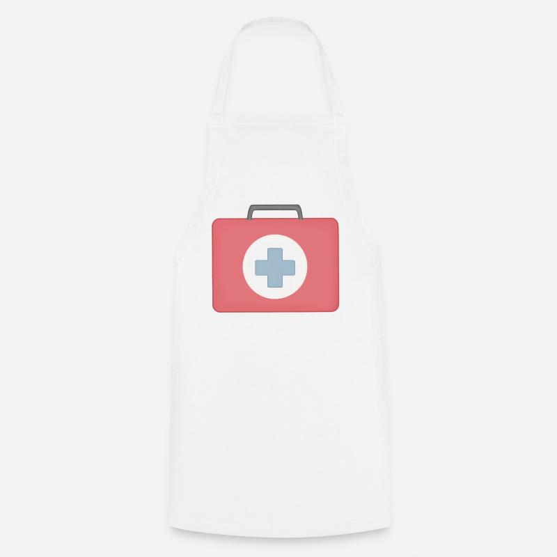 Red First Aid Icon Design - Cooking Apron - white