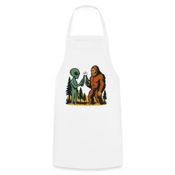 Enlèvement extraterrestre Bigfoot Loch Ness OVNI drôle - Tablier de cuisine - blanc - Devant - AI Model Male 185 dark (185cm)