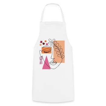 Art minimaliste du visage abstrait de la femme - Tablier de cuisine - blanc - Devant - AI Model Male 185 dark (185cm)