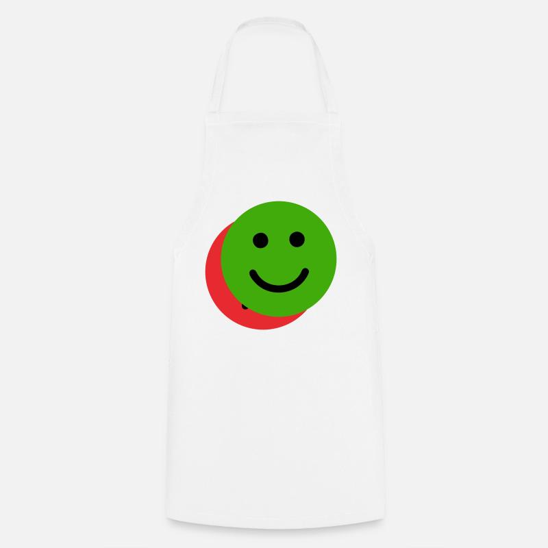 Overlapping Face Green-Red - Cooking Apron - white