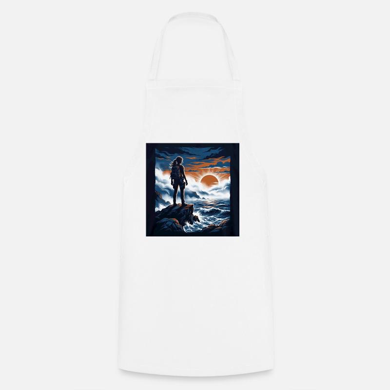 Sunset on the cliff edge - Cooking Apron - white