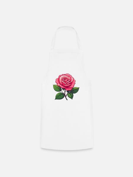 Rosa Rose - Kochschürze - Weiß