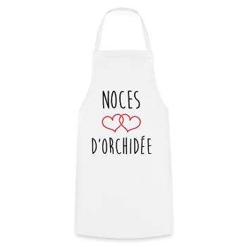 Orchid Wedding 55 years of marriage - Cooking Apron - white - Front - AI Model Male 185 dark (185cm)