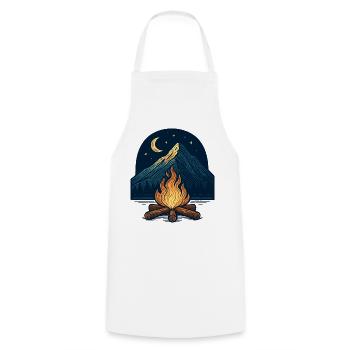 Mountain fire under the moon and stars - Cooking Apron - white - Front - AI Model Male 185 dark (185cm)