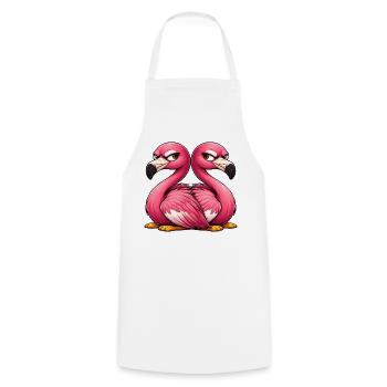 Cute Flamingo Cartoon Friendship Twins Fun - Cooking Apron - white - Front - AI Model Male 185 dark (185cm)
