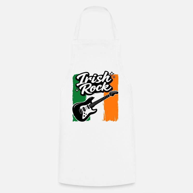 Electric Guitar St Patrick Flag Rock Gift - Cooking Apron - white