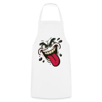 Crazy Face Cartoon – Naughty Street Art Monster - Cooking Apron - white - Front - AI Model Male 185 dark (185cm)