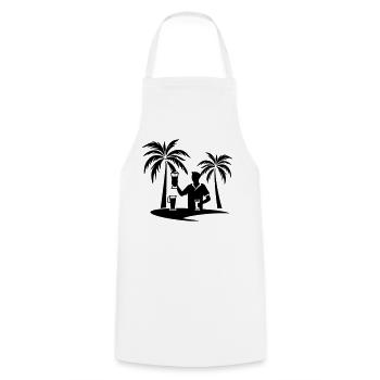 Holiday Palm Trees Beach Silhouette - Cooking Apron - white - Front - AI Model Male 185 dark (185cm)