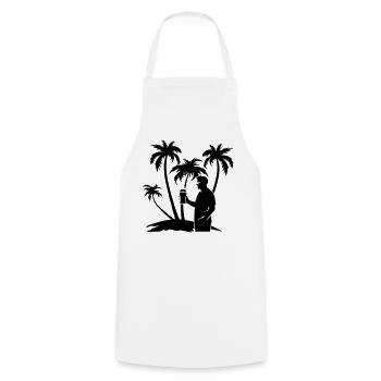 Silhouette de la visite des palmiers de vacances - Tablier de cuisine - blanc - Devant - AI Model Male 185 dark (185cm)