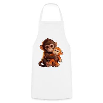 Süßer Baby Affe gibt Faustschlag Monkey Punch - Kochschürze - Weiß - Vorne - AI Model Male 185 dark (185cm)