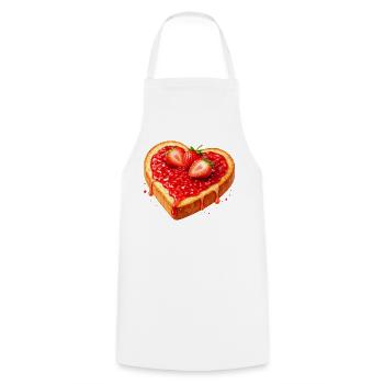 Toast en forme de cœur avec confiture de fraises - Tablier de cuisine - blanc - Devant - AI Model Male 185 dark (185cm)