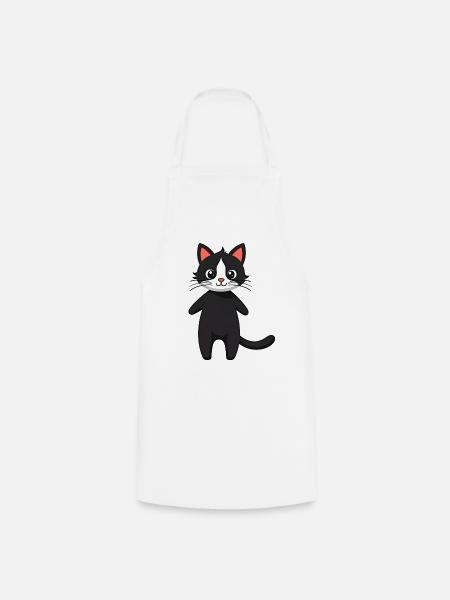 Schwarze Katze - Kochschürze - Weiß