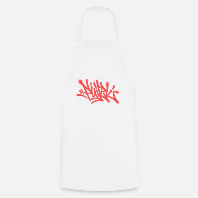 Graffiti Spray Abstrait Tag Rouge - Tablier de cuisine - blanc