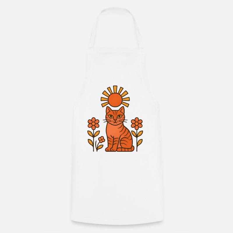 Sun cat in the orange forest - Cooking Apron - white