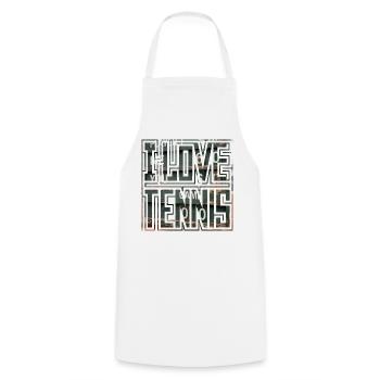J’AIME LE TENNIS, tableau d’affichage, t-shirt d’idées cadeaux - Tablier de cuisine - blanc - Devant - AI Model Male 185 dark (185cm)