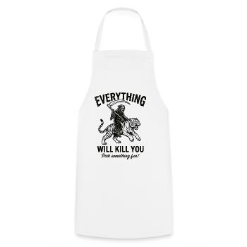 Motivational shirt for risk fans - Cooking Apron - white - Front - AI Model Male 185 dark (185cm)