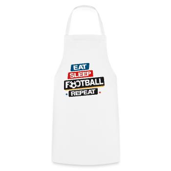 Eat_Sleep_Football_Repeat - Cooking Apron - white - Front - AI Model Male 185 dark (185cm)