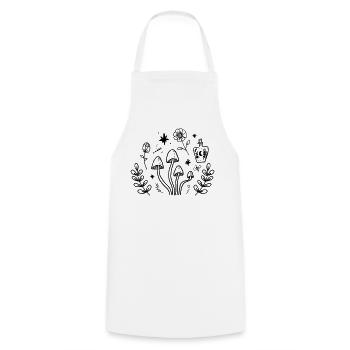Witchy Mushroom Botanical Cottagecore Design - Cooking Apron - white - Front - AI Model Male 185 dark (185cm)