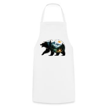 Ursine Adventure: Mountain Camping - Cooking Apron - white - Front - AI Model Male 185 dark (185cm)