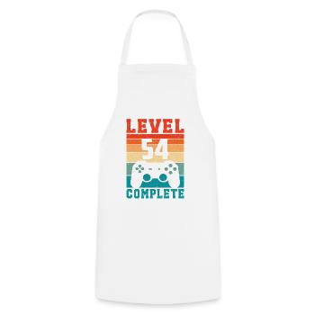 54th Birthday Level 54 Complete 54 Years Gamer - Cooking Apron - white - Front - AI Model Male 185 dark (185cm)