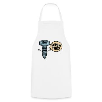 Screw This Cartoon Screw Character - Cooking Apron - white - Front - AI Model Male 185 dark (185cm)