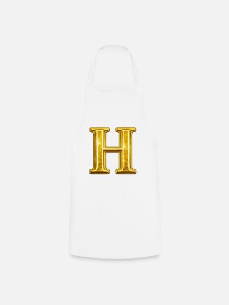 Goldenes H Monogram - Kochschürze - Weiß