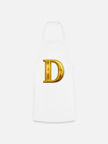 Goldenes D Monogramm - Kochschürze - Weiß