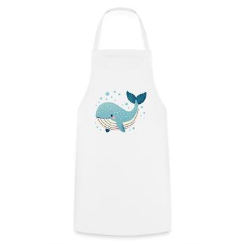 Blue Whale with Bubbles - Cooking Apron - white - Front - AI Model Male 185 dark (185cm)