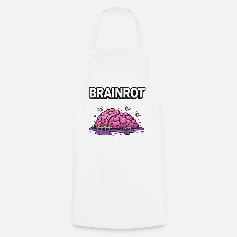Brainrot Zombie Brain - Cooking Apron - white