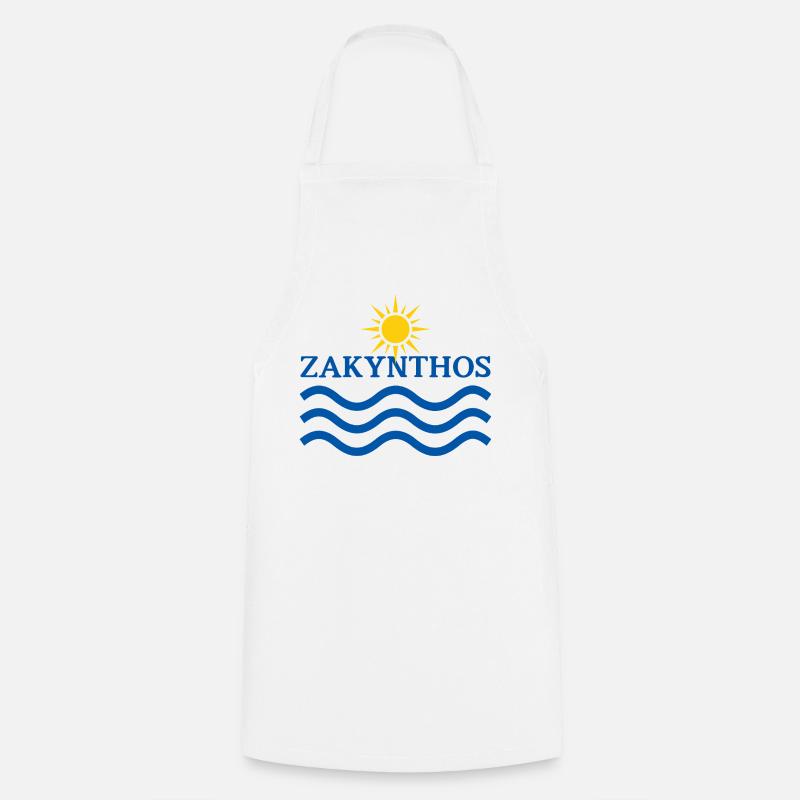 Zakynthos Sun Waves Motif - Cooking Apron - white