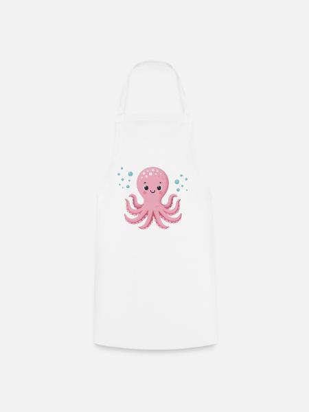 Rosa Oktopus mit Blasen - Kochschürze - Weiß