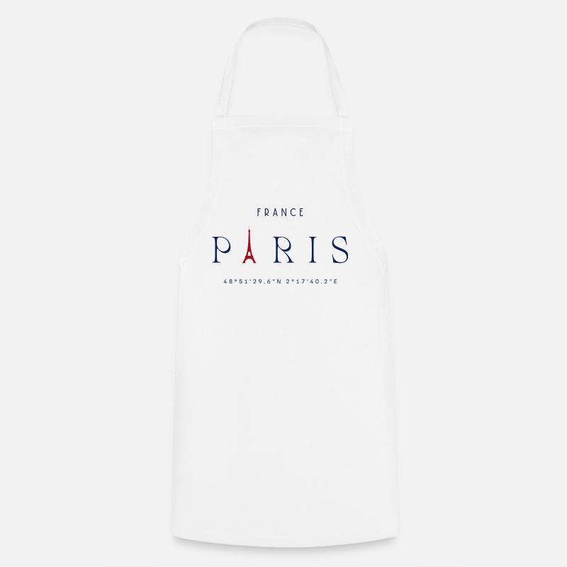 Paris Blue Eiffel Tower Red - Cooking Apron - white