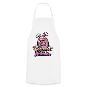 Egg-Cuse My Attitude Easter - Tablier de cuisine - blanc - Devant - AI Model Male 185 dark (185cm)