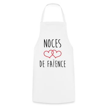 earthenware wedding 9 years of marriage - Cooking Apron - white - Front - AI Model Male 185 dark (185cm)
