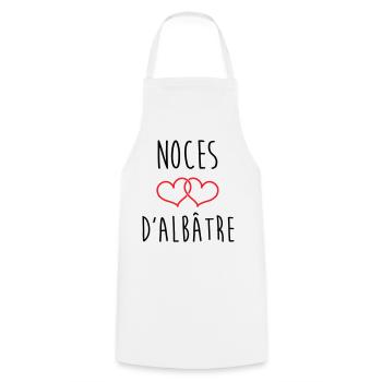 noces d'Albâtre 75 ans de mariage - Tablier de cuisine - blanc - Devant - AI Model Male 185 dark (185cm)